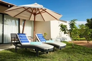 Terrace with sun loungers