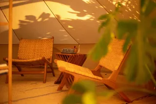 Relaxing under canvas