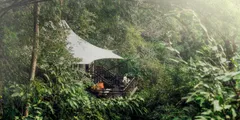 Exterior of one of the tents