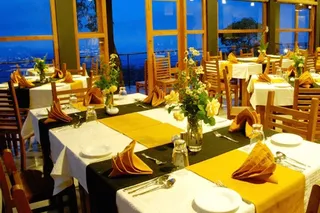 The restaurant serves eastern and western cuisine