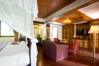 The deluxe room has a good sized living area