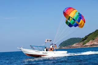Parasailing is one of the many watersports on offer