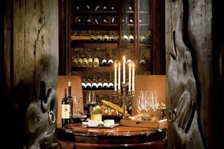 The extensive wine cellar