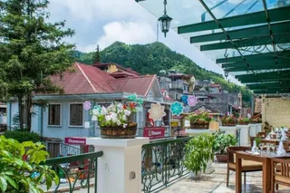 Restaurant terrace overlooking Sapa