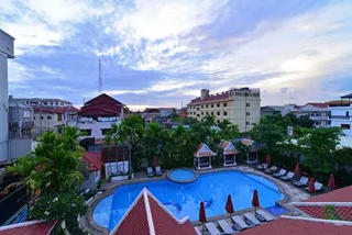 View over the pool and city